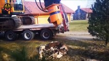 Amazing Powerful Stump Removal Excavator, Fastest Stump Grinding & Wood Chipper Machine