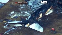 شاهد: خمسة قتلى في اصطدام طائرتين بمطار هانيدا في طوكيو