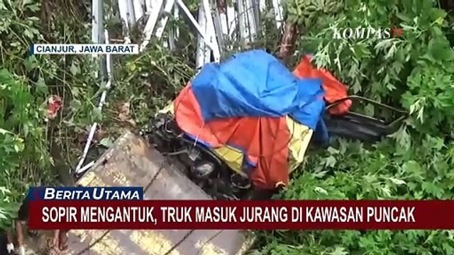 Sopir Mengantuk, Truk Masuk Jurang di Kawasan Puncak