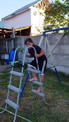 Dancing Daughter Falls Off Ladder