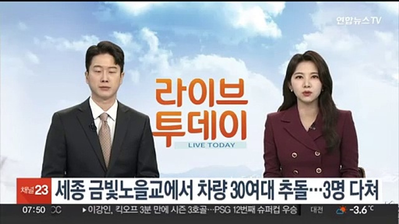 세종 금빛노을교에서 차량 30여대 추돌…3명 다쳐