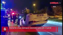 Kartal sahilde kaza! Virajı alamayınca takla attı