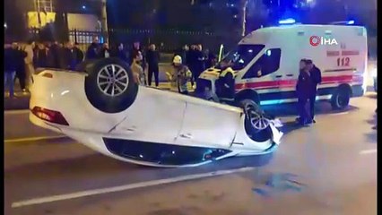 Virajı alamayan otomobil takla attı: 2 yaralı