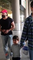 Saif- kareena With Tim-Jeh Spotted At Airport In Full Style
