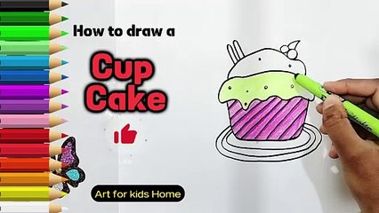 How to Draw a Cup Cake | Easy Step by Step Tutorial #howtodraw #CupCake #artforkids #artforkidshome