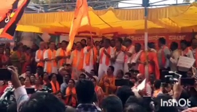 हिन्दू कार्यकर्ता की गिरफ्तारी के विरोध में भाजपा का प्रदर्शन