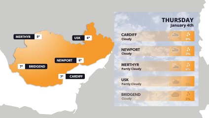 Cardiff weather forecast 4th January