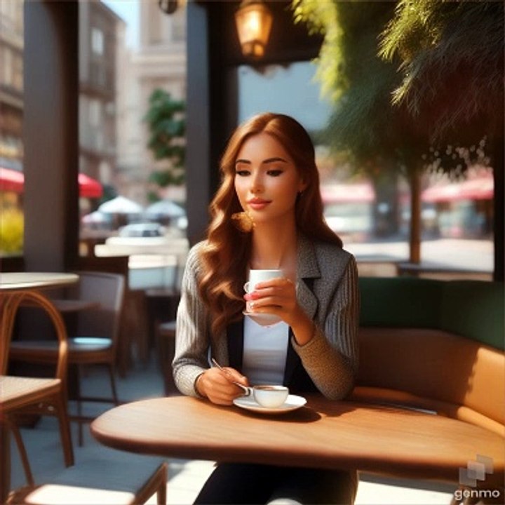 AI Woman that drinks coffee