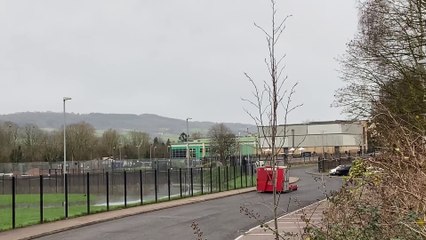 Water has covered sports areas at Monmouth Leisure centre and the town's comprehensive school