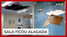 Parte do teto de hospital desaba após fortes chuvas no Rio de Janeiro