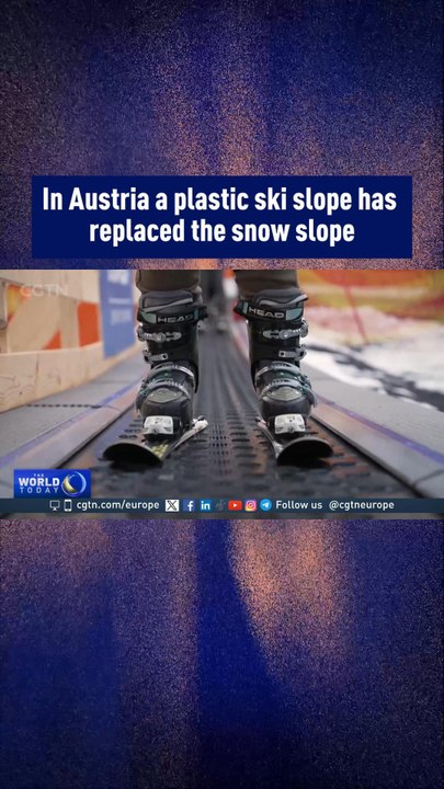 In Austria a plastic ski slope has replaced the...