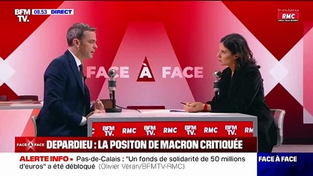 Olivier Véran s'exprime sur le cas de Gérard Depardieu au micro d'Apolline de Malherbe
