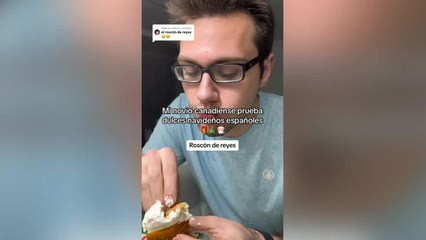 La indisimulada reacción de un canadiense al probar por vez primera el roscón... y la fruta escarchada