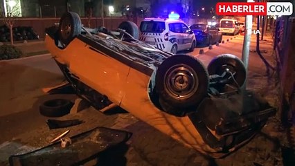 Sancaktepe'de araç takla attı