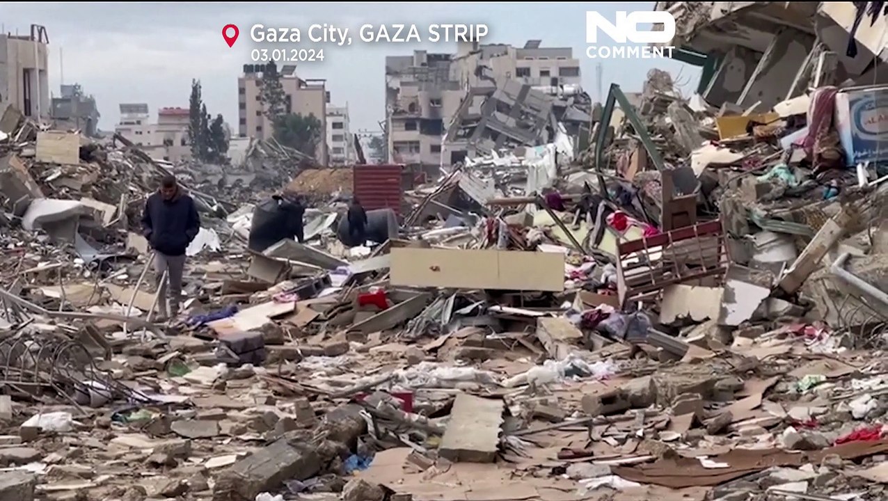شاهد: بعد ثلاثة أشهر من القتال والقصف... دمار رهيب حل بأحياء وشوراع مدينة غزة