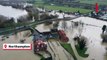 Drone views of flooding after storm Henk hit Britain