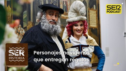 Personajes navideños que entregan regalos