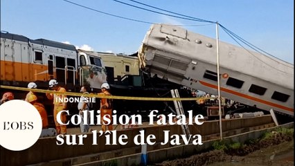 Download Video: En Indonésie, deux trains entrent en collision sur l'île de Java