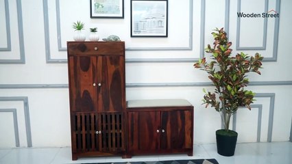 Shoe Racks - Floreta Wood Shoe Rack With Seat 21 Pair Capacity