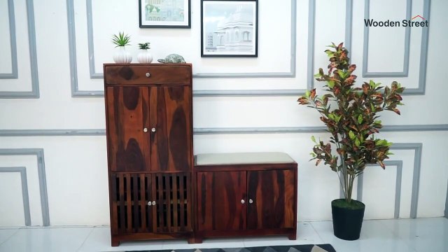 Shoe Racks - Floreta Wood Shoe Rack With Seat 21 Pair Capacity