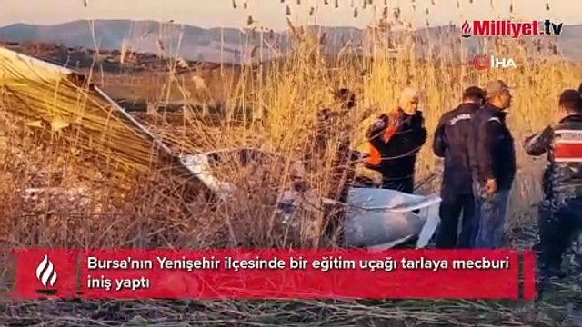 Bursa'da eğitim uçağı tarlaya indi! Pilot yaralandı