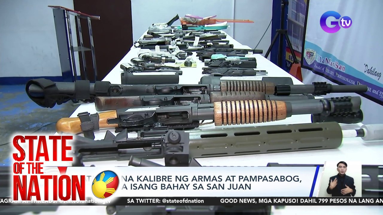 Matataas na kalibre ng armas at pampasabog, nasabat sa isang bahay sa San Juan | SONA
