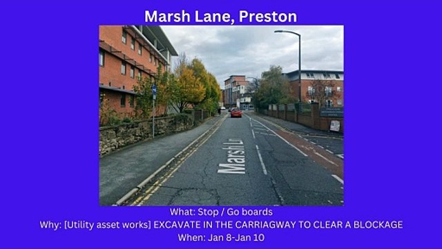 Preston roadworks Dec 8-Dec 14