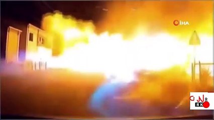 Güney Kore'deki LPG istasyonundaki patlama kamerada