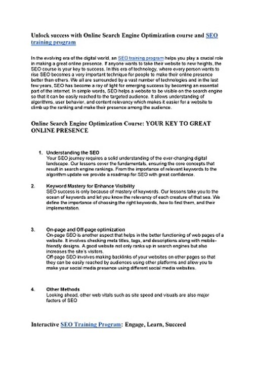 Master SEO Strategies with Our Comprehensive SEO Training Program - Skyrocket website’s success