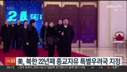 美, 북한 22년째 종교자유 특별우려국 지정