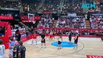 Hawks super fan Tim Henderson sinks a half-court throw to win a car