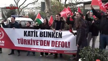 Öncü Gençlik Blinken'ı Böyle Karşıladı! "Katil Blinken Türkiye'den Defol"