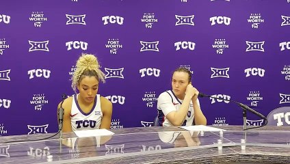 WATCH! TCU women's basketball Jaden Owens and Madison Conner postgame - OK State 67, TCU 59