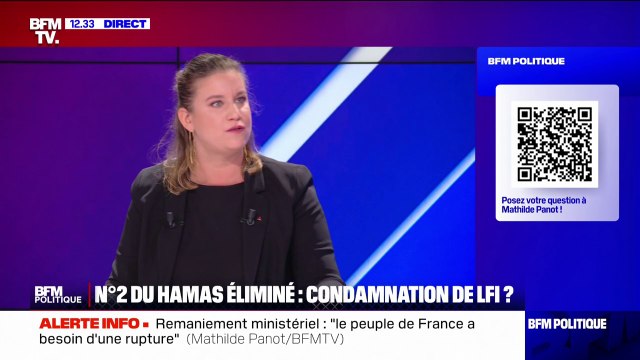 N°2 du Hamas éliminé par Tsahal au Liban: Je condamne le fait qu'Israël l'ait fait sur un État souverain estime Mathilde Panot