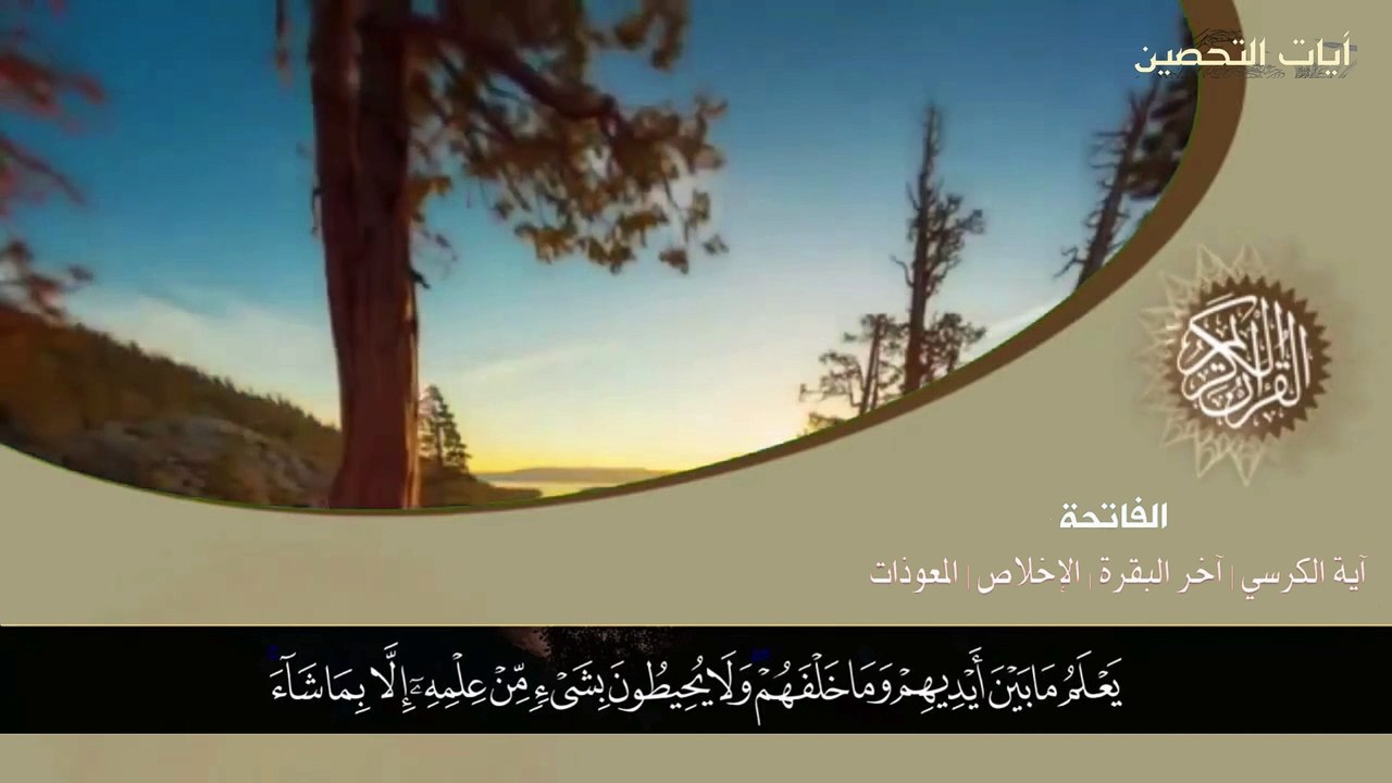 آيات التحصين - آية الكرسي - أواخر البقرة - المعوّذات - الفاتحة - الاخلاص