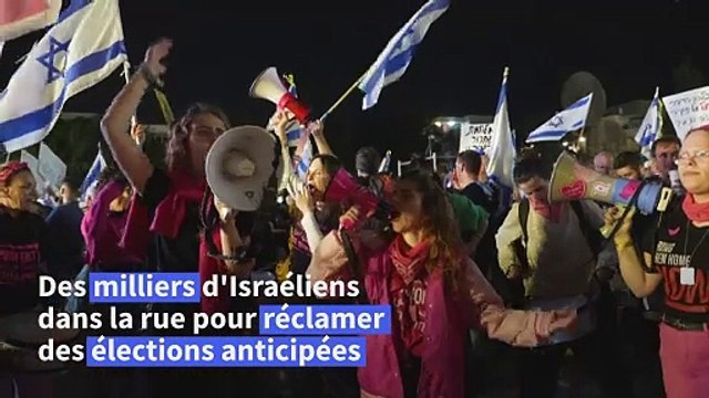 Des manifestants israéliens à Tel Aviv appellent à des élections anticipées