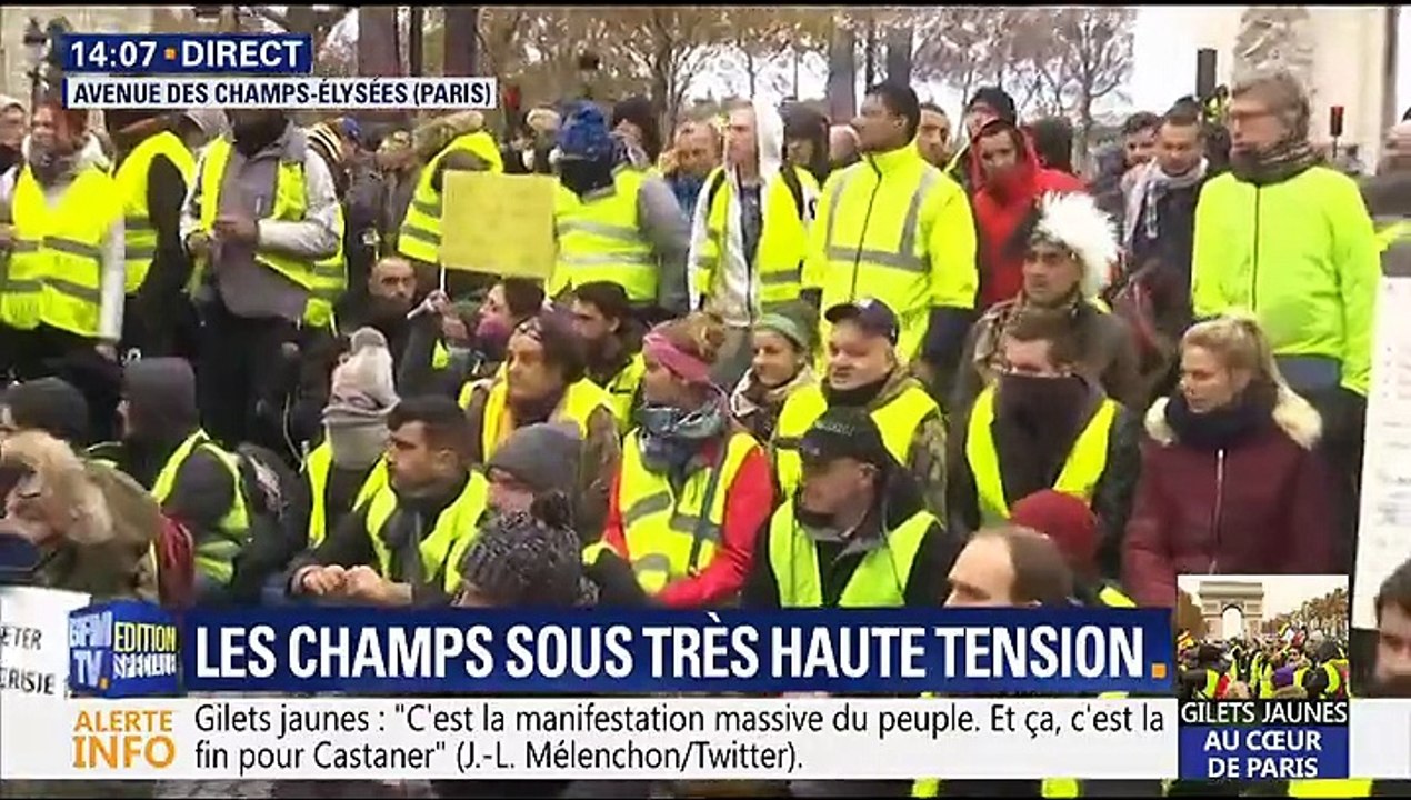 Gilets jaunes - les Champs Elysées  sous haute tension.