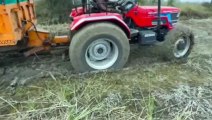 Stuck empty tractor in muddy water road // how to bring out stuck tractor from muddy water road