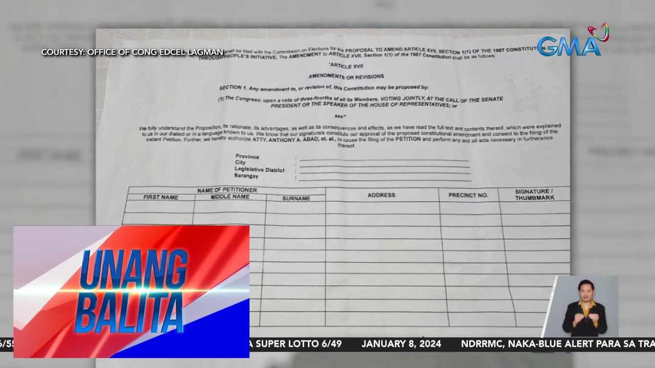 Albay Rep. Lagman: May petisyon para isulong ang Cha-Cha sa pamamagitan ng people's initiative kapalit ng P100 kada pirma | UB
