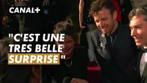 L'équipe d'Anatomie d'une chute présente sur le tapis rouge - Golden Globes 2024 - CANAL+