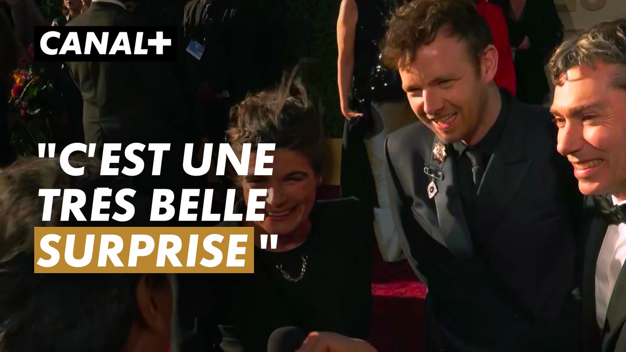 L'équipe d'Anatomie d'une chute présente sur le tapis rouge - Golden Globes 2024 - CANAL+