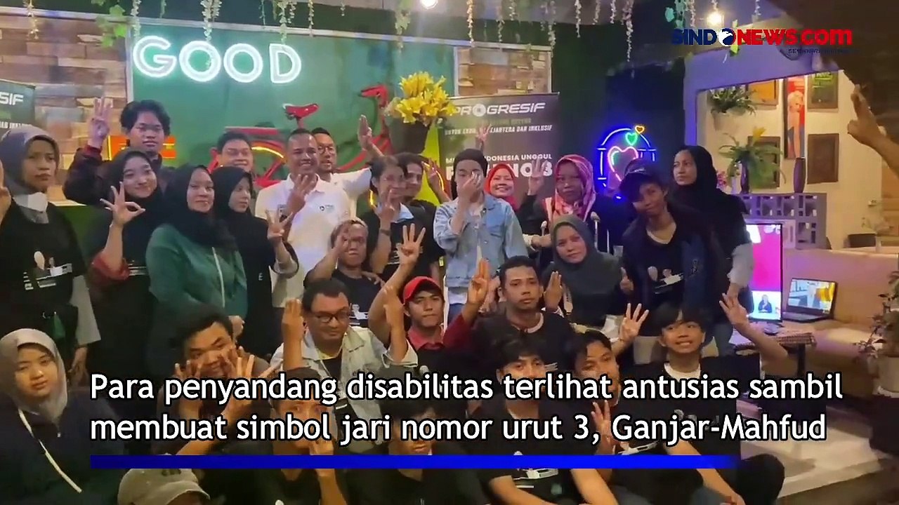 Dukung Ganjar-Mahfud, Puluhan Penyandang Disabilitas Ikut Saksikan Nobar Debat Capres 2024