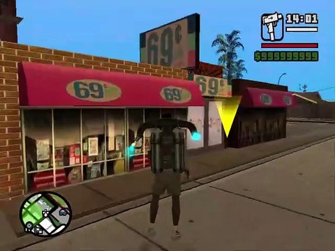 GTA_ San Andreas flying wih rocket man and killing people