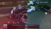 Camioneta embiste a jóvenes durante trifulca en Plaza Las Villas Monterrey