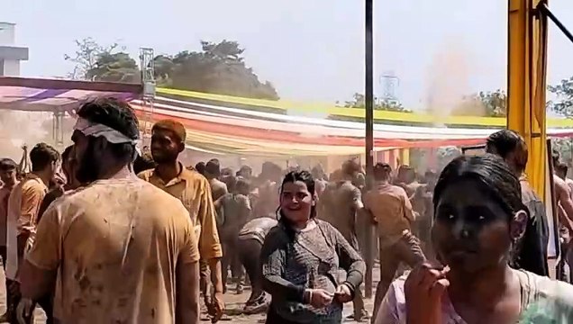 Girls played Holi with dance and DJ tunes.