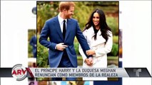 Príncipe Harry y Meghan Markle renuncian como miembros de la realeza