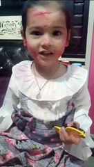 Cute Trishu celebrated Holi 2024 at play school
