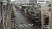 Drone muestra lo solo de las calles en Los Angeles