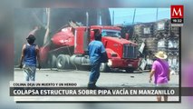 En Colima, una estructura cae sobre una pipa, causando la muerte de un trabajador
