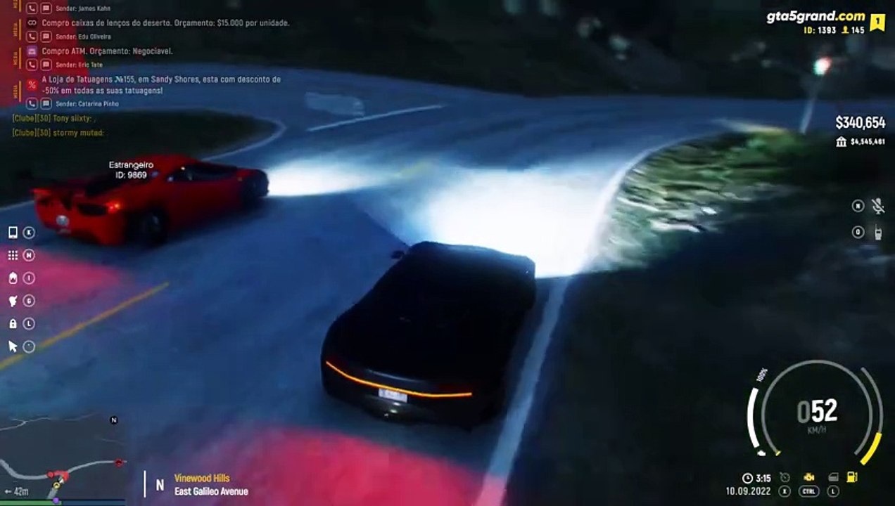 GTA V - Grand RP PT - Ferrari tem acidente espetacular depois da Corrida de Rua 10 09 2022 - 0315